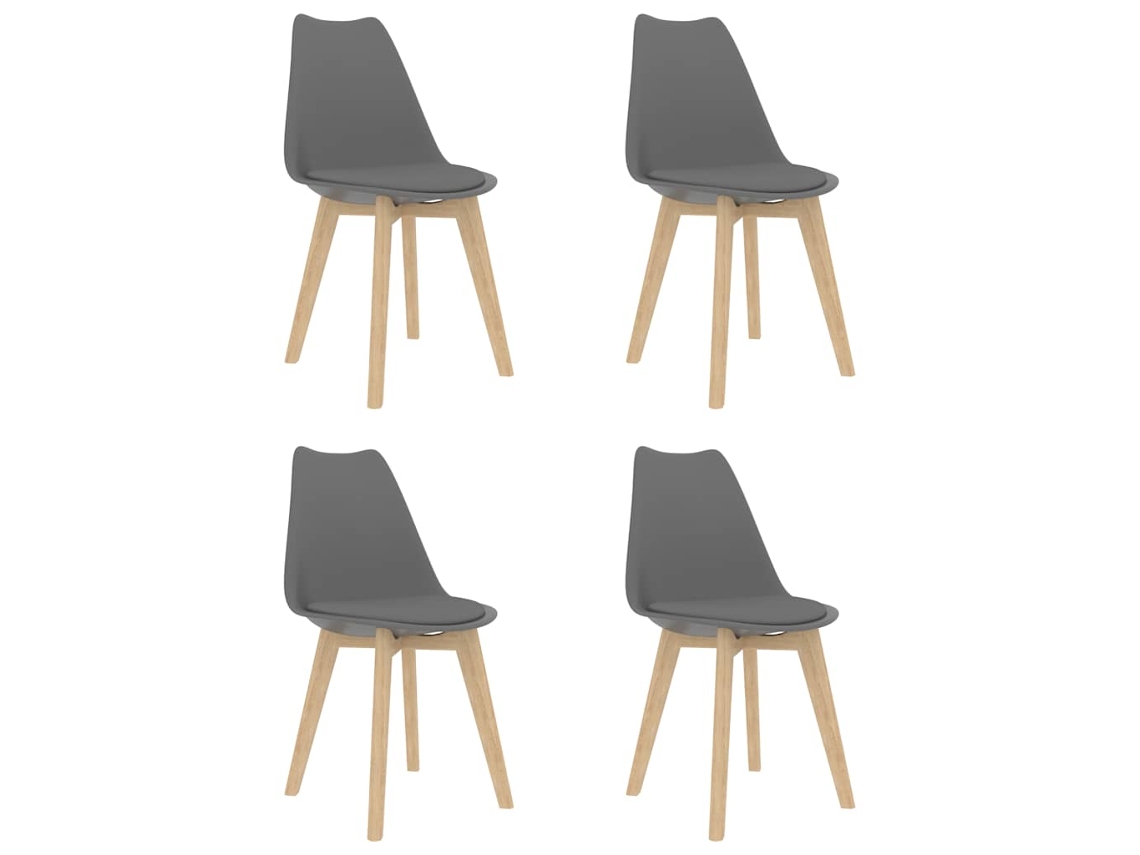 Vidaxl Cadeiras De Jantar 4 Pcs Plástico Cinzento