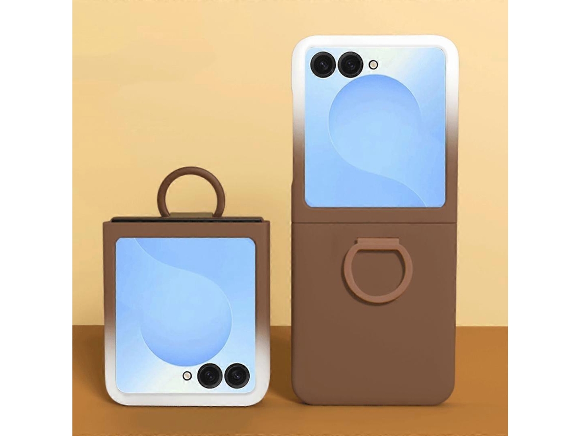 Capa De Celular Em Policarbonato Com Tela Sensível Ao Toque E Suporte Para Anel De Janela Grande Para Samsung Galaxy Z Flip 7 / 6 / 5 5g