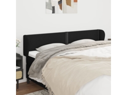 Vidaxl Cabeceira De Cama C/ Abas Tecido 163x23x78/88 Cm Preto