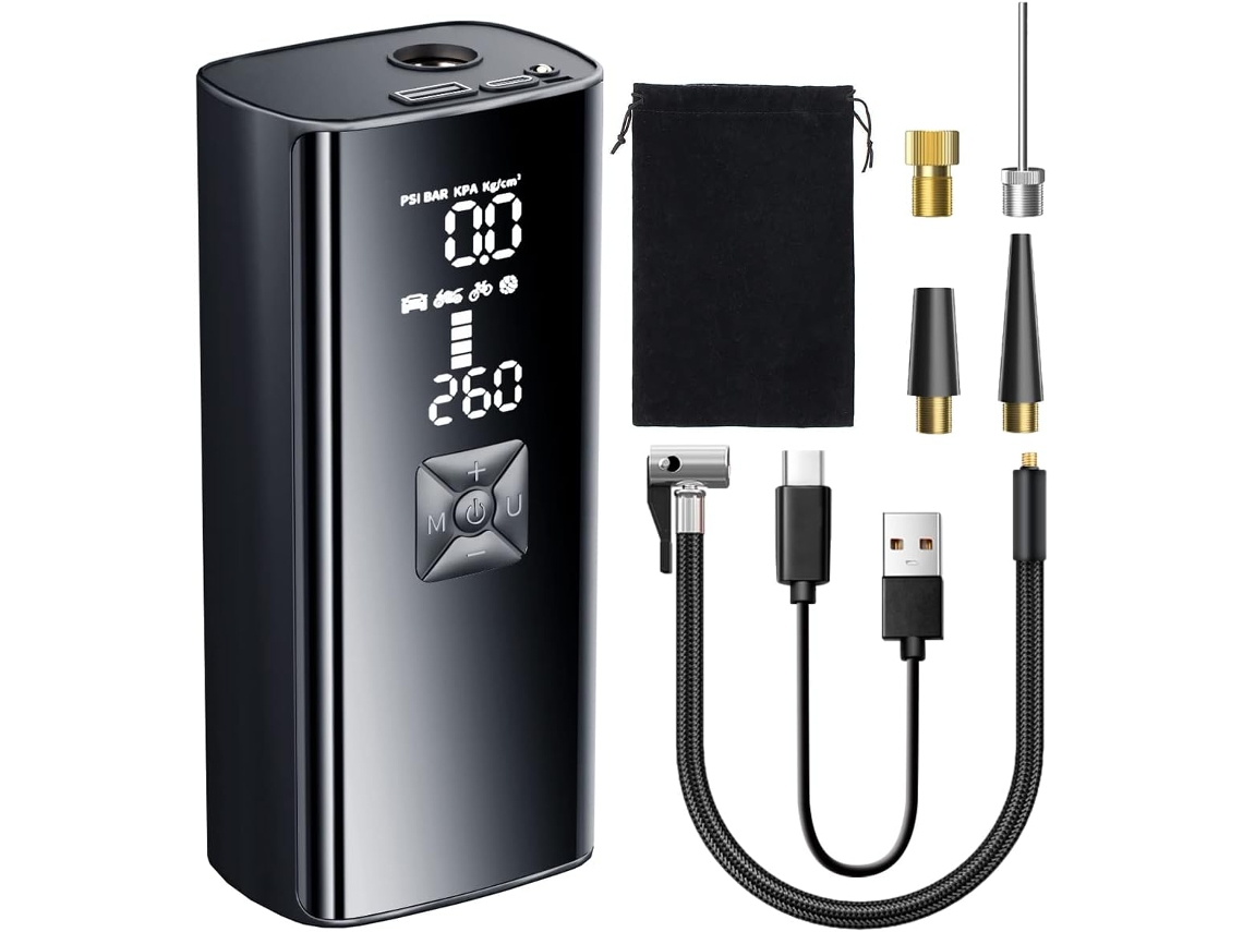 Mini Compressor de Ar Portátil 6000mah 150psi com Bateria Externa BRILVIBERA