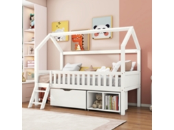Cama Infantil Branca 200x90cm, Gavetas, Corrimão.-op
