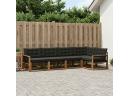 Vidaxl Conjunto De Sofás Para Exterior 5 Unid. Natural E Preto