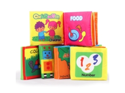 Primerox 6pcs Livro de Tecido para Bebê Lavável Educação Brinquedos Presente para Bebês
