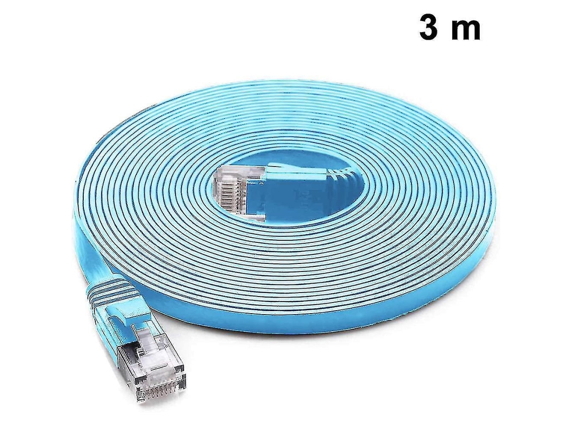 Lurelia Cabo Ethernet Cat6 3 M Blindado Plano Azul Para Rede Lan