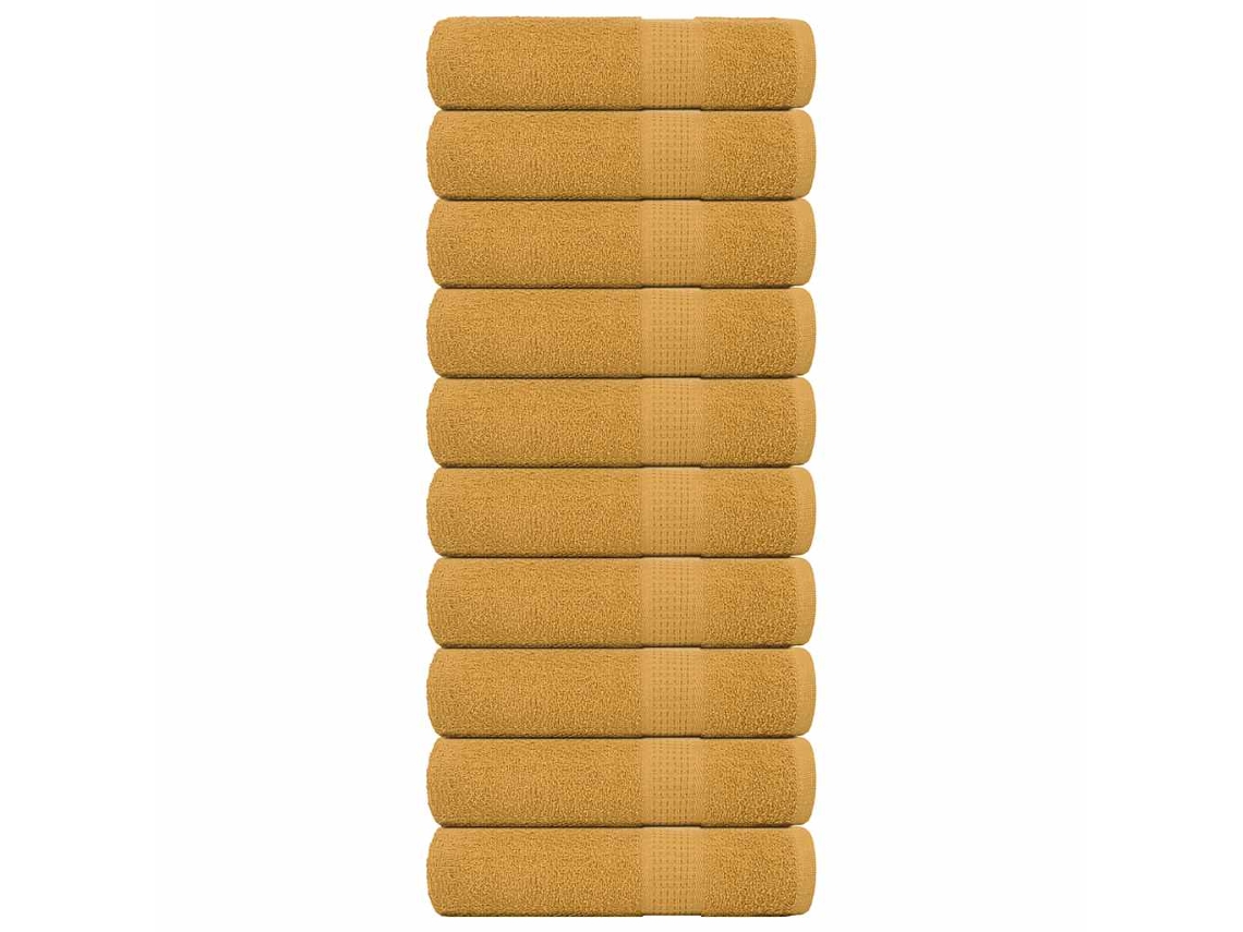 Vidaxl Toalhas De Mãos Frogn 10 Pcs 50x100 Cm 360 G/m² Ouro