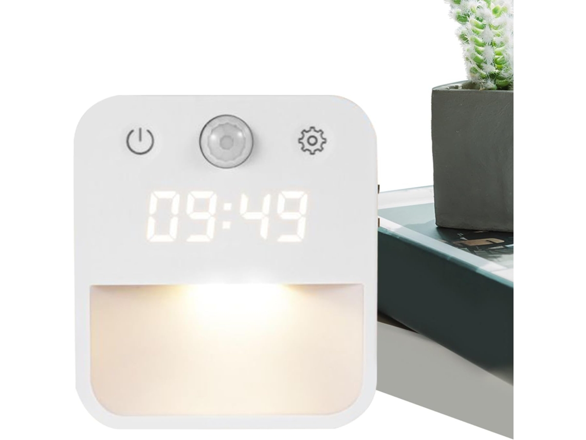 Luz Noturna Com Sensor De Movimento E Relógio Integrado