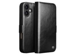Capa Carteira Skalo Qialino Em Couro Genuíno Para Iphone 17 - Preta
