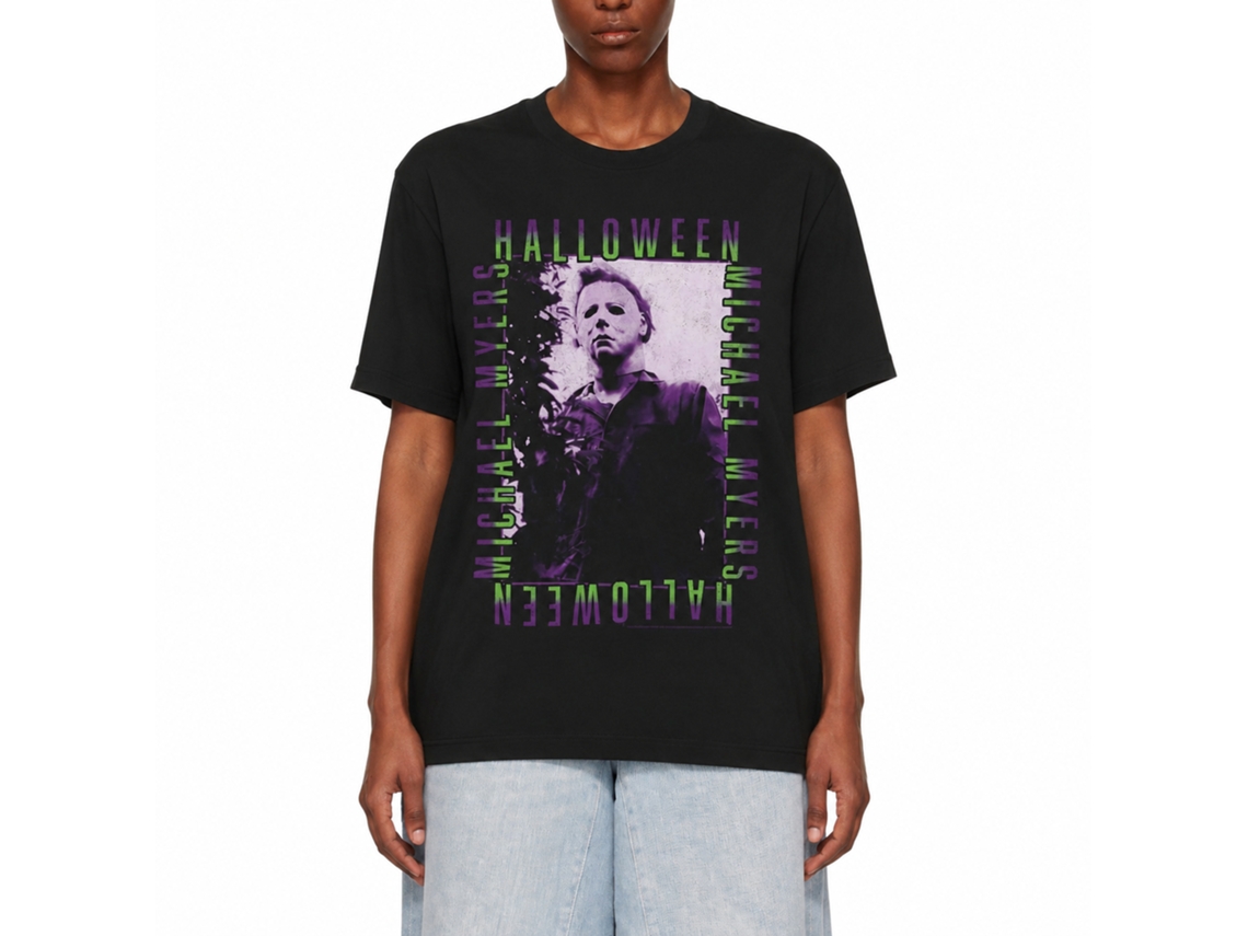 Rockinstone Halloween Movie Repeat Gradient Text Black Adult T-shirt Size:xl