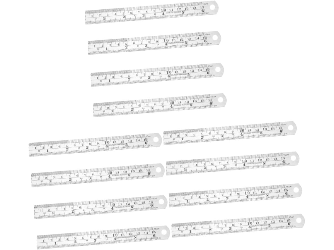 Conjunto De 12 Réguas Métricas, Régua Reta De Aço Inoxidável Com