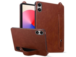 Capa para Xiaomi Redmi Pad 2 com alça de mão e suporte de couro, capa marrom Hengrongshen para tablet