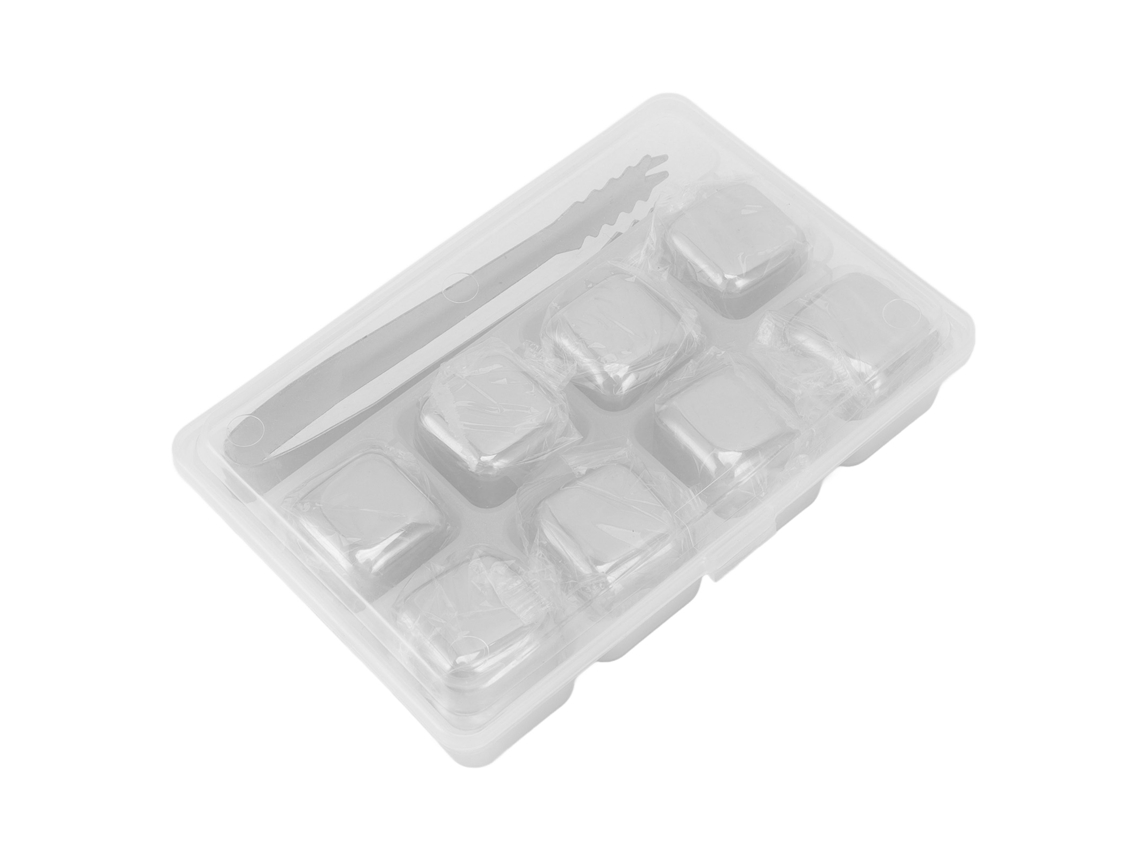 Cubos de Gelo de Whisky em Metal Aço Inoxidável 304 Seguro 8 Cubos com Pinça | S/MARCA