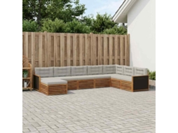 Vidaxl Conjunto De Sofás Para Exterior 8 Pcs Natural E Cinzento-claro