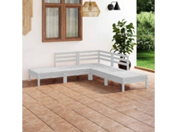Vidaxl 5 Pcs Conjunto Lounge De Jardim Pinho Maciço Branco