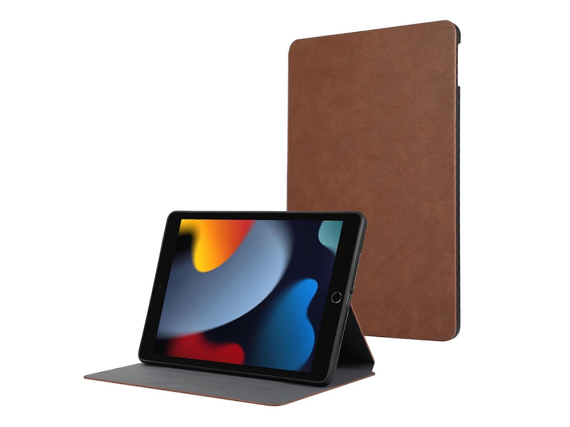 Capa Hengrongshen para iPad 10.2 (2019) (2020) Capa de couro sintético antiderrapante marrom (2021)