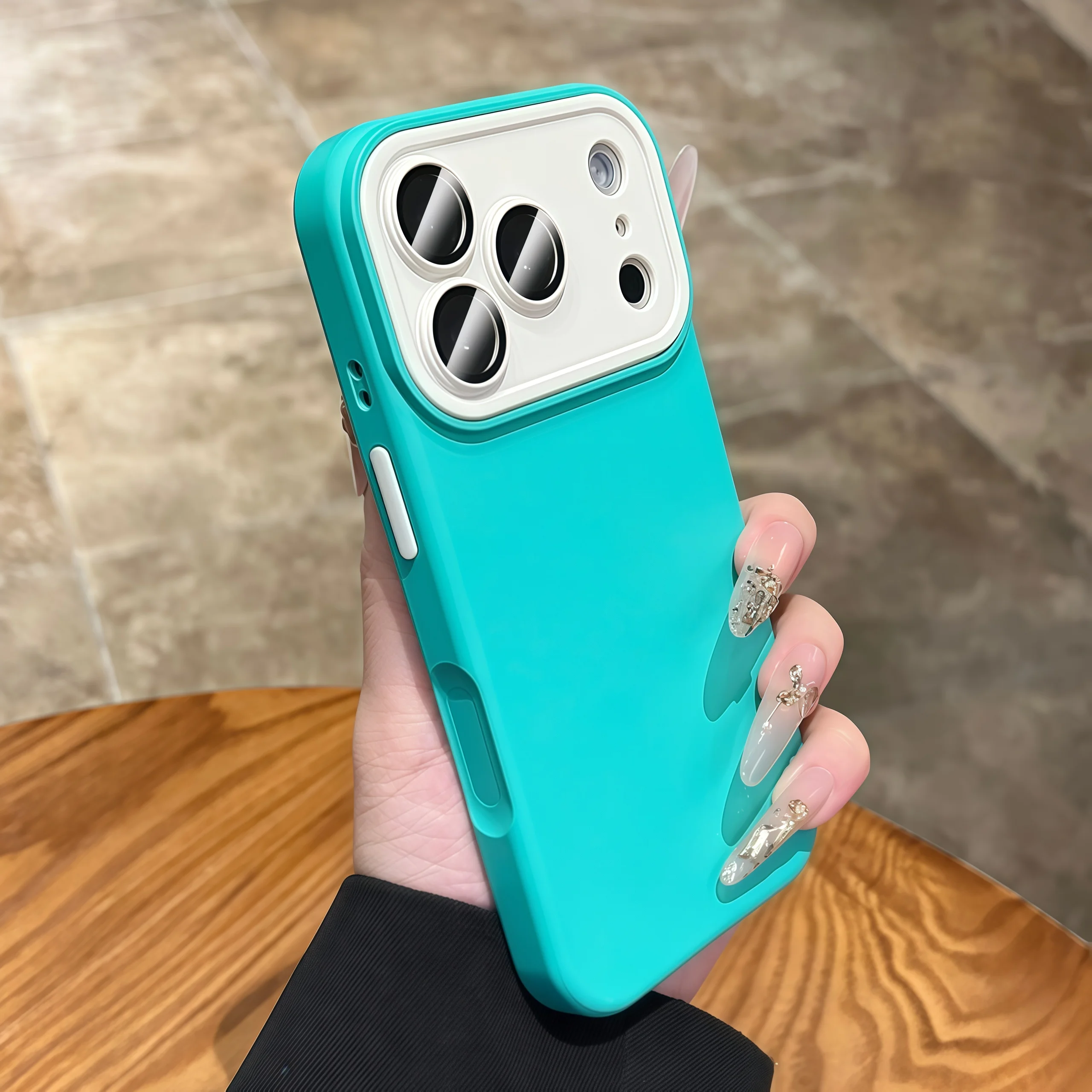 Capa Protetora Para Câmera (azul Para Iphone 17 Pro Max), Capa De Silicone Macia Fosca À Prova De Choque.