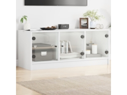 Vidaxl Móvel De Tv C/ Portas De Vidro 102x37x42 Cm Branco