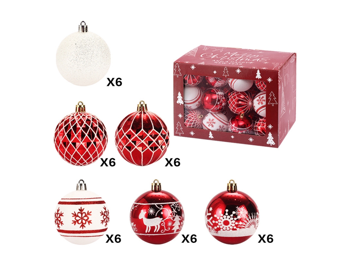Laxiscreed Conjunto De 36 Bolas De Natal Vermelhas E Brancas Para Decoração Festiva