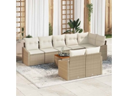 Vidaxl Conjunto De Sofá De Jardim 9 Unid. Bege E Creme Vime Pe