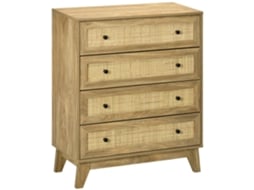 Cómoda Melamina de Madeira, Mdf e Vime Cor Cor de Madeira Natural 80x35x95 cm Homcom