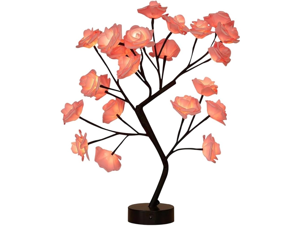 Luminária Noturna Led Suave Em Formato De Rosa, Alimentada Por Usb,