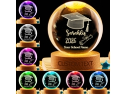 Luminária De Vidro Personalizada Formatura, Com Nome Personalizado E Efeito De Ilusão Em Led, Lembrança De