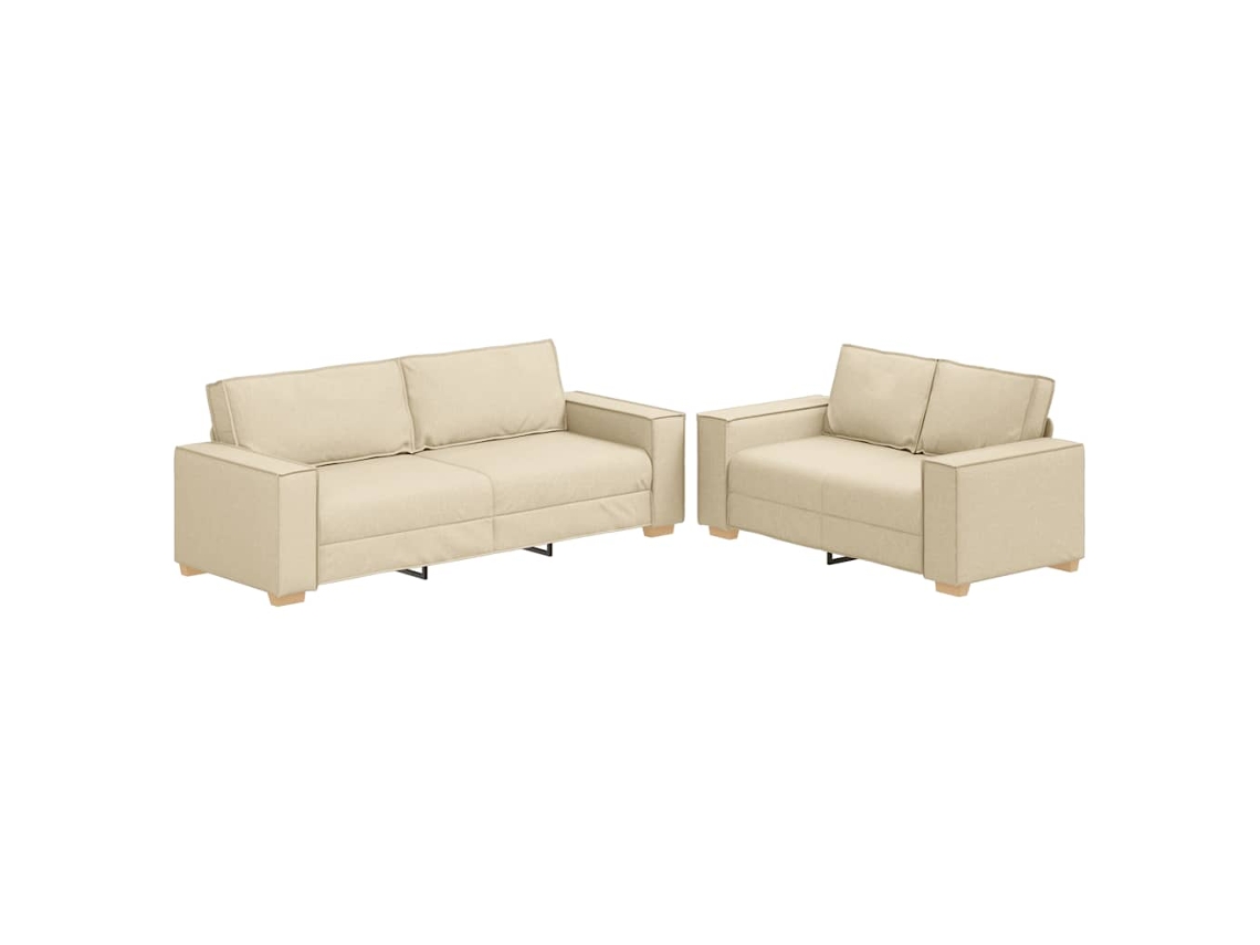 Conjunto de Sofá 2 Peças com Almofadas em Tecido Creme MAISON EXCLUSIVE