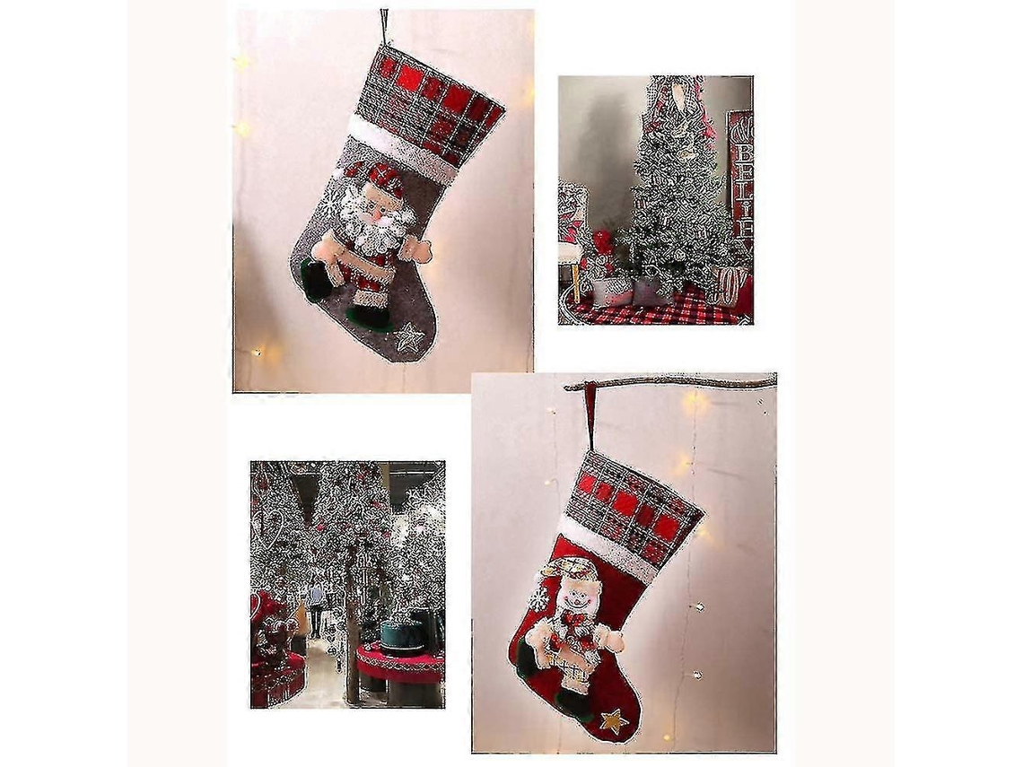Conjunto De 4 Sacolas De Presente Criativas De Natal Em Formato De Bota E Pingente De Árvore De Natal Hengjian