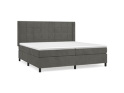 Cama com Molas e Colchão Veludo Cinzento Escuro MAISON EXCLUSIVE (200x200 cm)