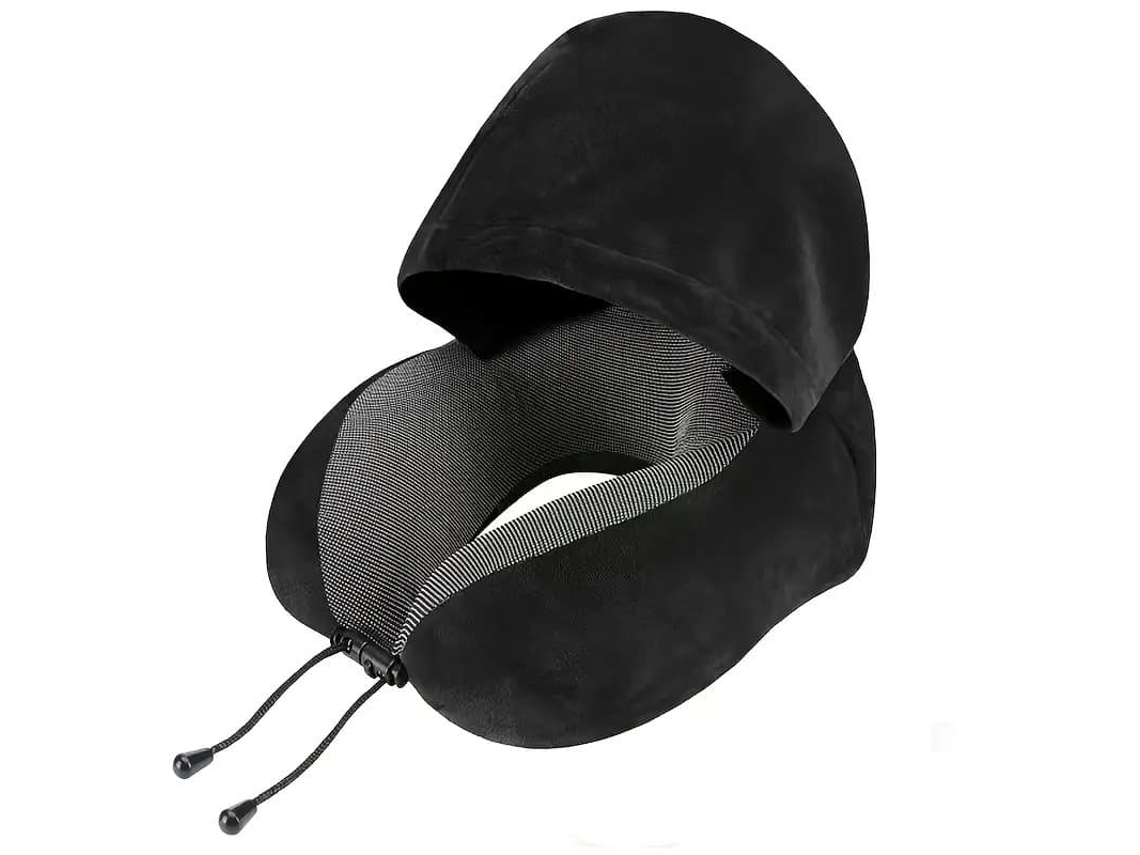 Travesseiro de Viagem Formato U com Capuz, Espuma Viscoelástica, Travesseiro para Pescoço para Adultos, Avião, Trem, Carro_tf AQUAFORGE