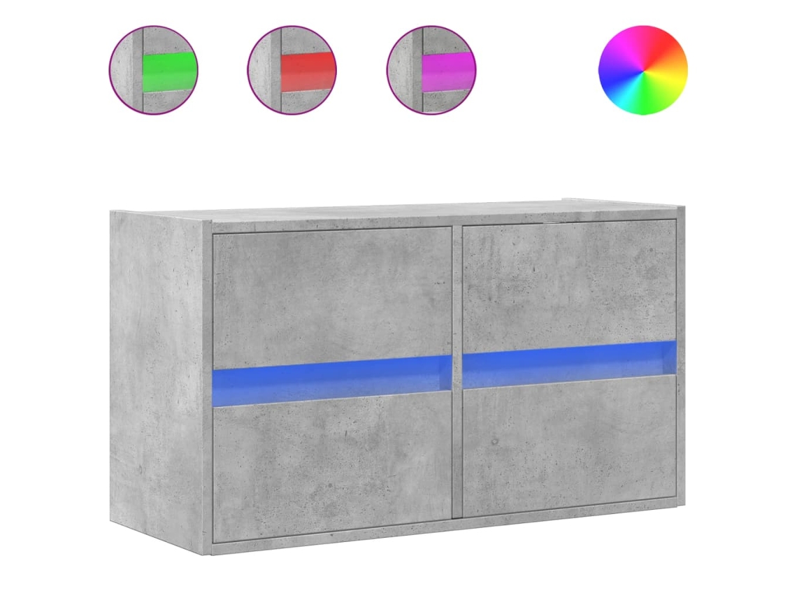 Móvel de Parede com Luzes Led Cinzento Cimento MAISON EXCLUSIVE (80x31x45 cm)