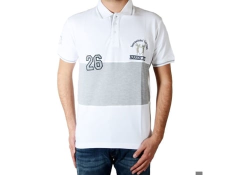 Camisa Polo Masculina Marion Roth Cinza Algodão Branco (l)