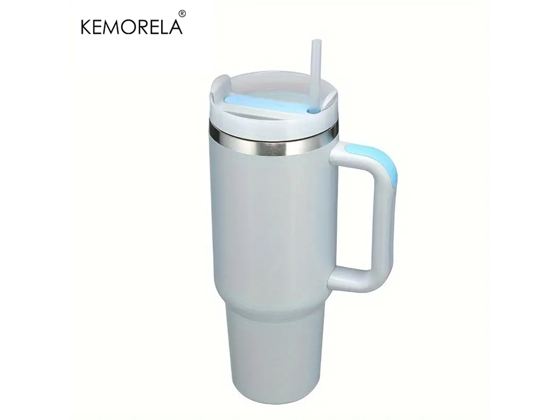 Copo Térmico de Aço Inoxidável com Alça, Tampa e Canudo, Modelo Feminino MDUG (estilo 16)