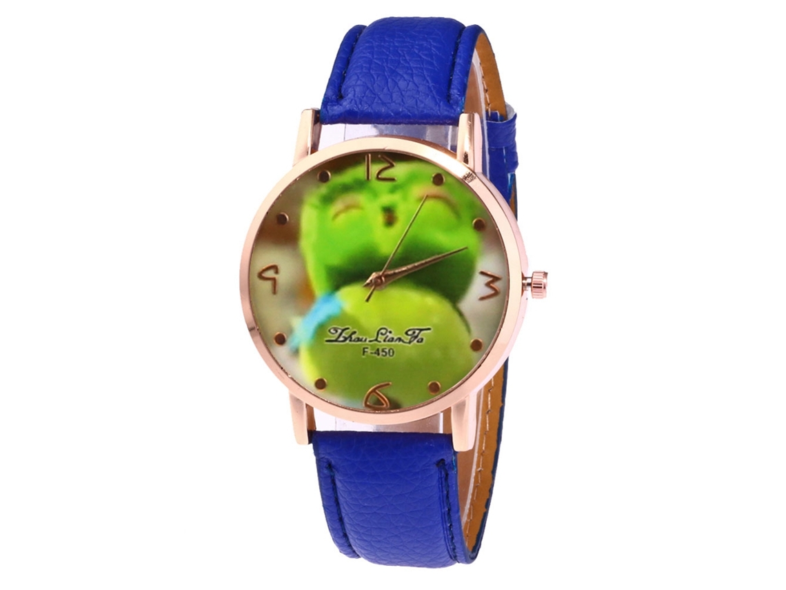 Reloj De Cuarzo Con Correa De Cuero Pu Dial De Frutas Unisex Casual Zhoulianfa Azul
