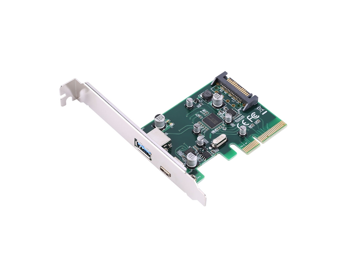 Placa De Expansão Adaptadora Pci-e 4x Express Para Usb 3.1 Com Portas Duas 15pin Type C+type A
