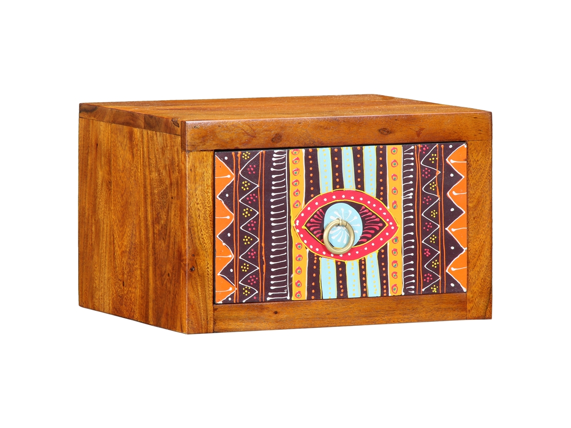 Conjunto 1 Armário De Cabeceira Vidaxl Castanho Madeira De Acácia Maciça (35 X 30 X 22 Cm)