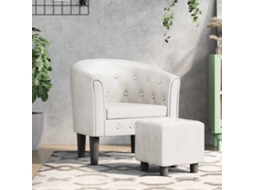 Vidaxl Poltrona Com Apoio De Pés Couro Artificial Branco