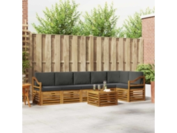 Vidaxl Conjunto De Sofá Sectional 7 Pcs Natural E Antracite