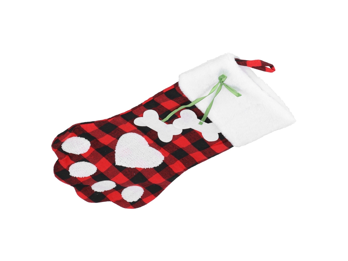 Laxiscreed Meias De Natal Com Pata De Cão Em Preto E Vermelho Para Decoração Festiva