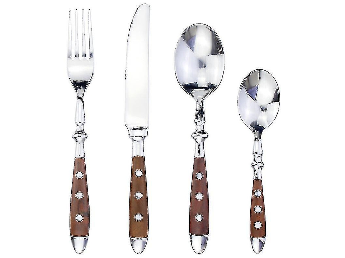 Set de Cubiertos de Acero Inoxidable Con Mango de Resina Clásico Y Elegante Utensilios para Hogar Restaurante Regalo 3152 Marrom