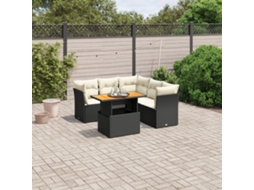 Vidaxl 5 Pcs Conjunto Sofás De Jardim Com Almofadões Vime Pe Preto