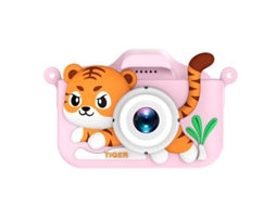 Câmera Dupla Hd Infantil de Desenho Animado (cartão de Memória Não Incluído) YUNZII (tigre Rosa Câmera Dupla de Alta Definição)