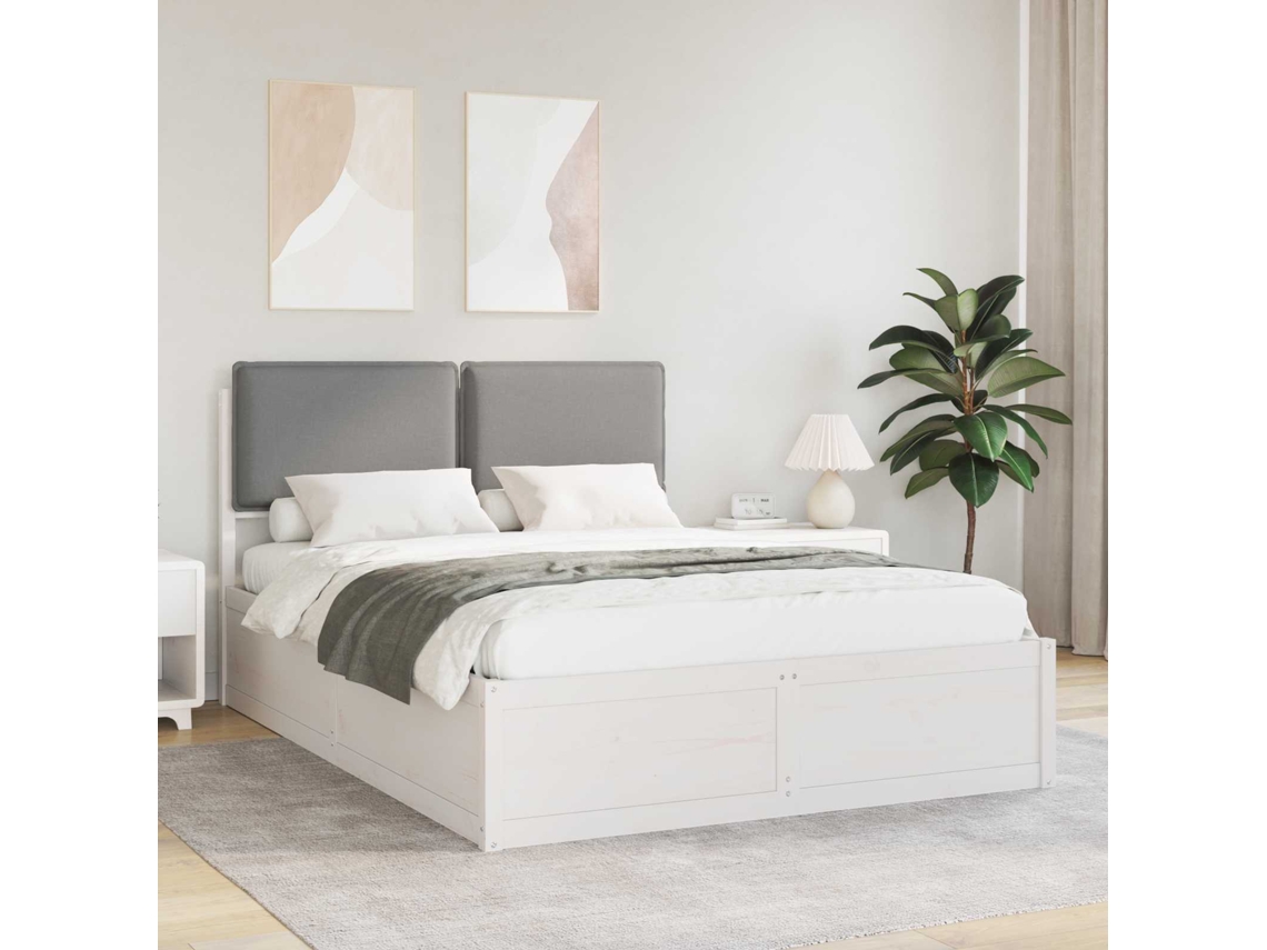 Vidaxl Estrutura de Cama com Cabeceira Estofada Cinzento claro