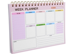 Weekly Planner Rosa Espiral Encadernação, Papel, Espaço para Escrita Amplo Para Organizador De Trabalho E