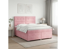 Vidaxl Cama Box Spring Com Colchão Rosa 160 X 200 Cm Veludo