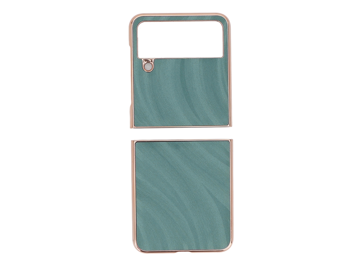 Capa de couro sintético protetora para Samsung Galaxy Z Flip4, previne arranhões, verde | S/MARCA