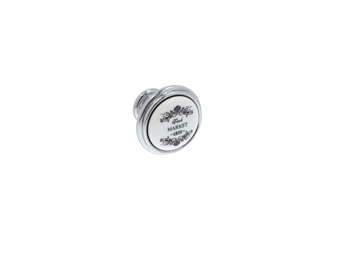 Puxador para Móveis de Zamac e Porcelana Diâmetro 35mm Cromados Polidos Pacote de 25 HARDWAREXCHANGE
