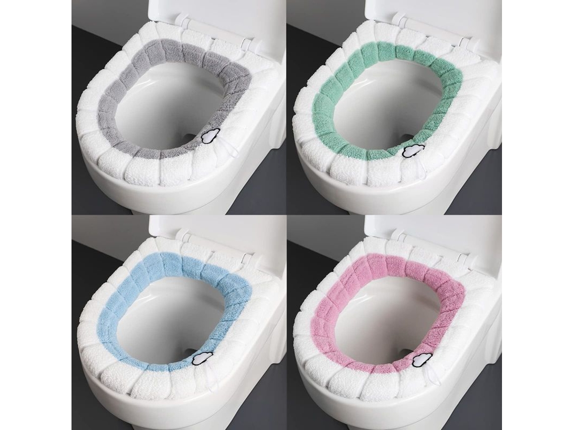 2026 4pcs Fundas para Asiento de Inodoro Suaves Con Mango, Almohadillas Calientes Y Gruesas para Baño