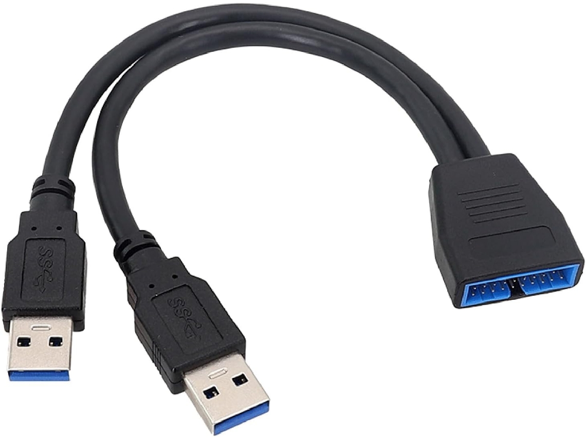 Cabo Extensor Usb 3.0 De 19/20 Pinos, Divisor 1 Para 2 Conector