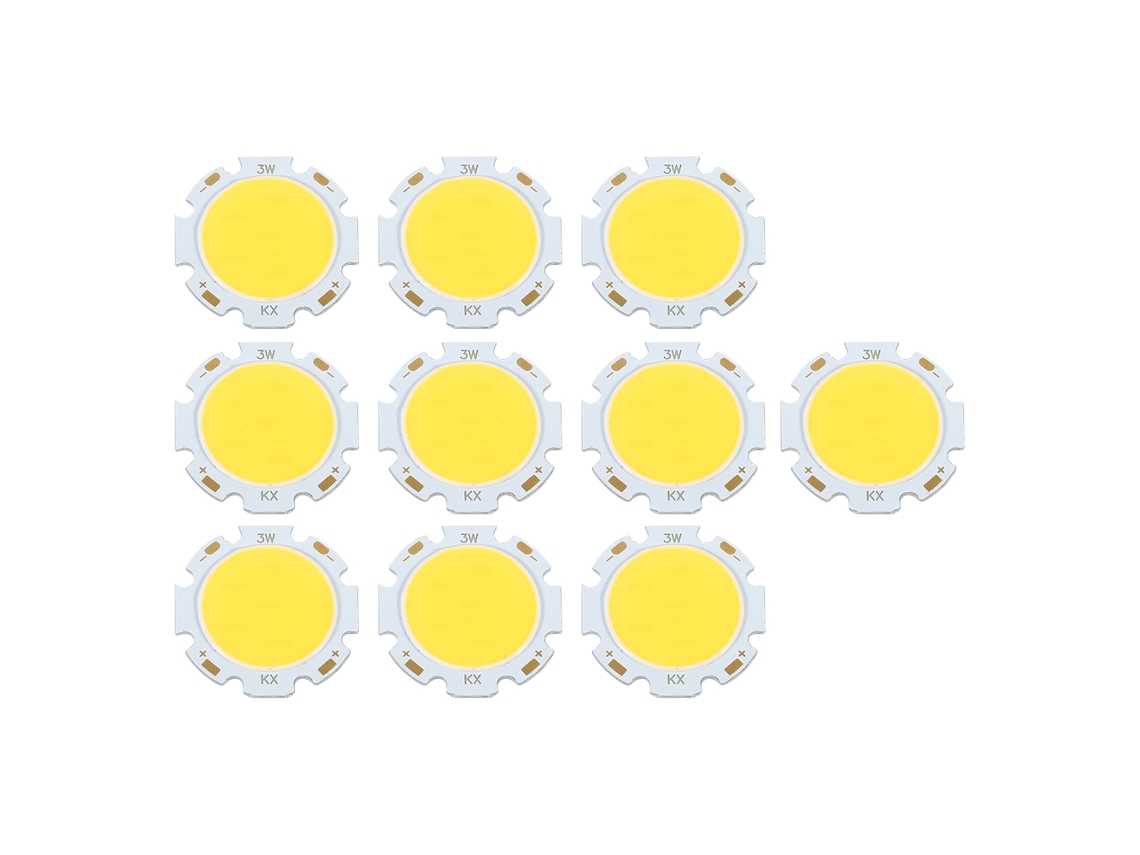 10 Peças De Lâmpada Led Cob Redonda De Alta Potência 3w Branco Natural