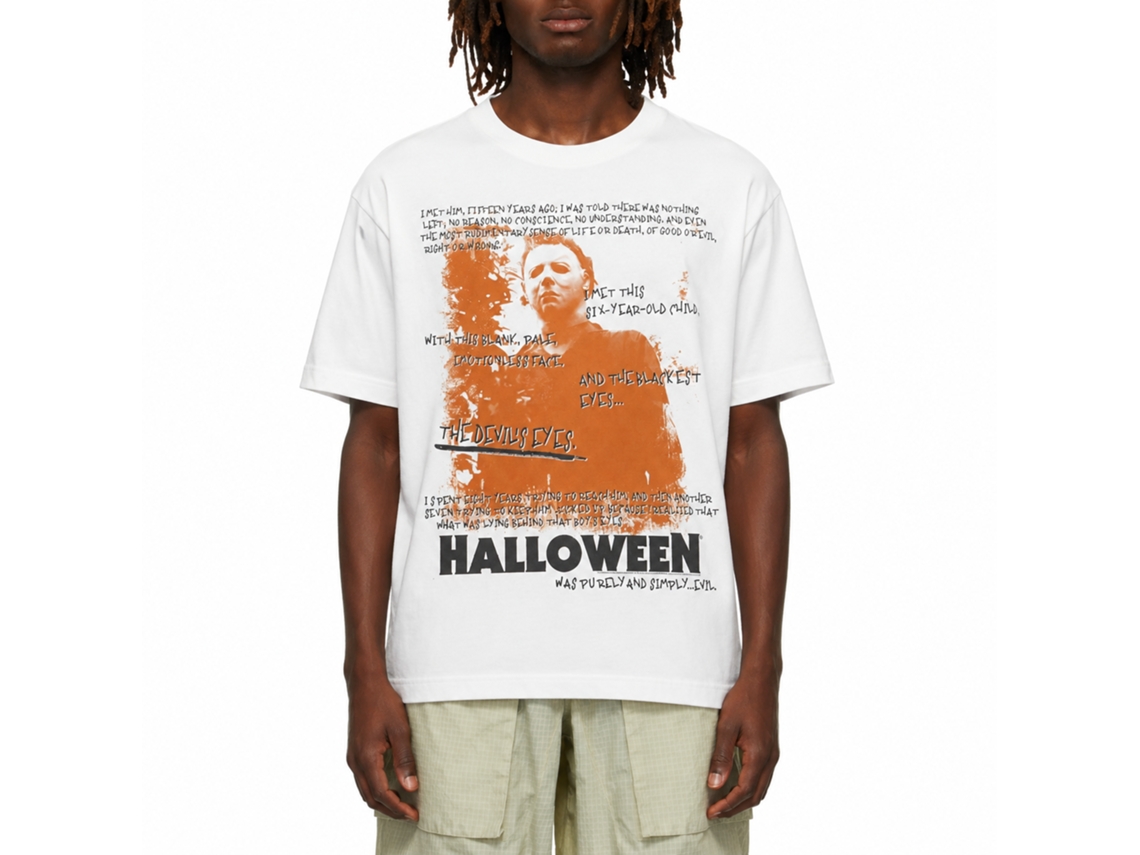 Rockinstone Halloween Movie Handwritten White Adult T-shirt Size:m